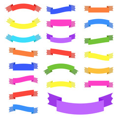 Obraz premium Set of 21 flat color isolated vector ribbon banner. Suitable for design.