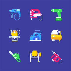 Set of Electric Power Tools Icons.