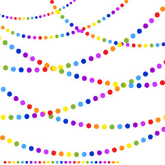 Set of isolated flat coloured garlands round. Suitable for design.