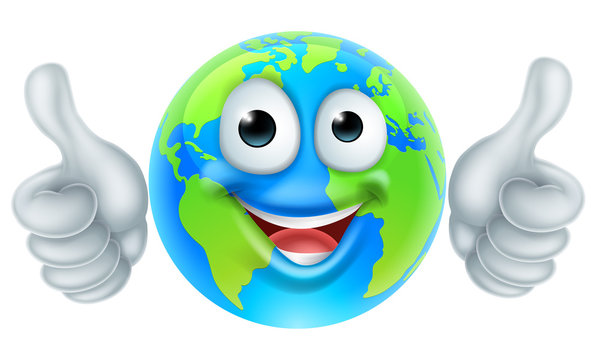 Earth Day Thumbs Up Mascot Globe Cartoon Character