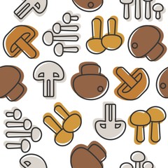 Mushroom seamless pattern outline, for use as backdrop or background