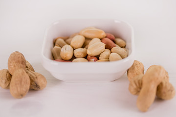 close up of peeled peanuts 