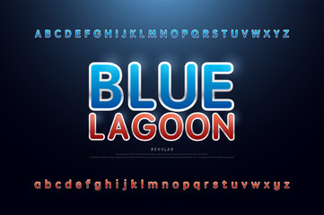 Alphabet blue, red and silver metallic and effect designs modern abstract font and alphabet. vector illustrator