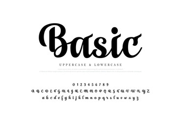 Elegant alphabet letters set. Classic Custom Lettering Designs for logo, Poster, Invitation, etc. Typography font classic style, regular number. vector illustrator