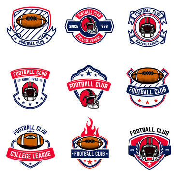 American football emblems. Design element for logo, label, sign.