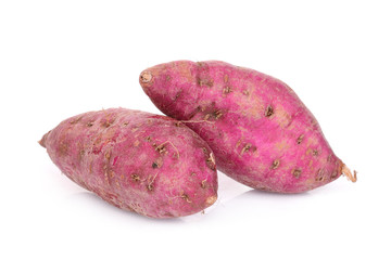 raw sweet potatoes isolated on white background