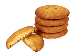 Homemade cookies with orange isolated on white background