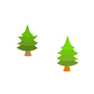 Isolated flat pine tree logo set