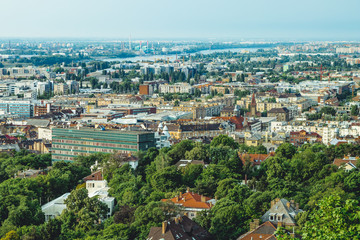 Fototapeta na wymiar Budapest and the Danube river from above