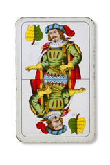 Doppeldeutsche Spielkarte _ Laub _ Bube _ Ritter