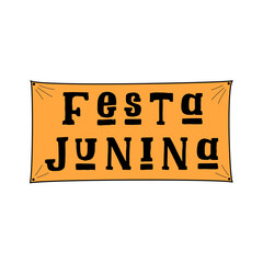 Festa Junina (June Festival in Portuguese language) Illustration on white Background. Brazil June Festival Design for Greeting Card, Invitation or Holiday Poster. Vector.