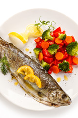 Fish dish - roasted trout with vegetables