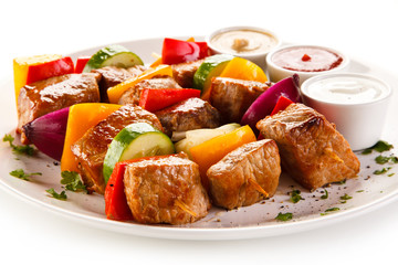 Grilled meat and vegetables