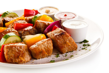 Grilled meat and vegetables