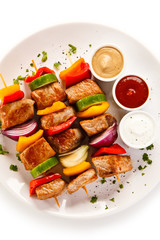 Grilled meat and vegetables