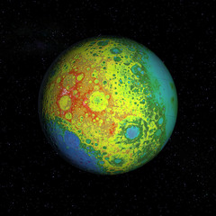 LOLA lunar topography globe. Topographic map. Elements of this image furnished by NASA's Goddard Space Flight Center Scientific Visualization Studio.