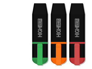 set of closed highlight marker on transparent background