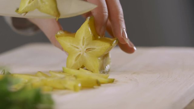 cook slices carambola star fruit