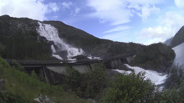 Large cascade waterfall,norway
