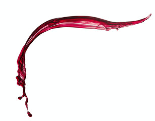 single splash of red wine isolated on white background