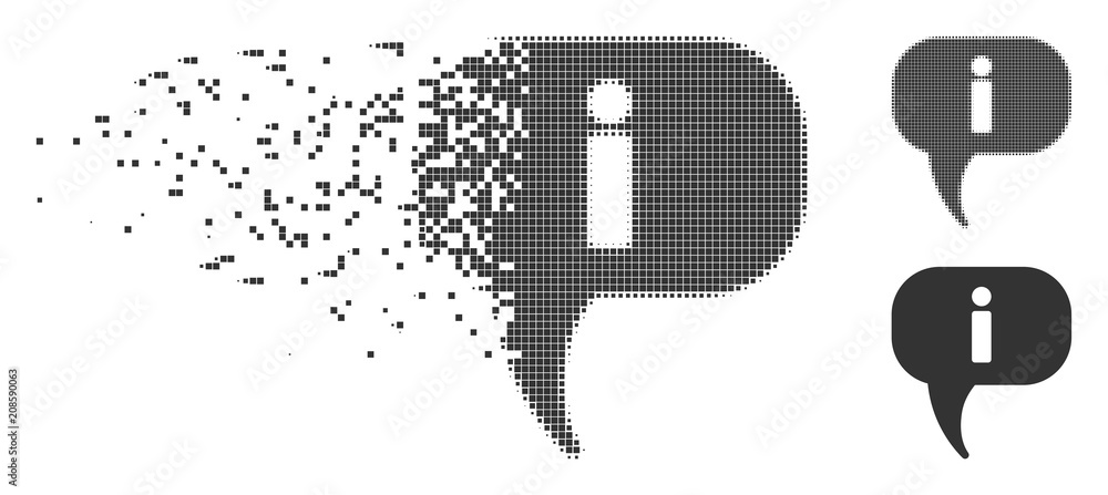 Poster grey vector about icon in dissolved, pixelated halftone and undamaged whole variants. disintegration