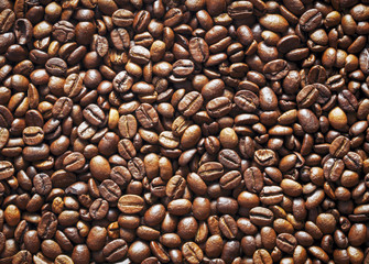 heap of coffee beans as textured background
