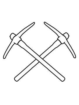 2 kreuz logo pickaxe spitzhacke abbauen bergbau hammer axt werkzeug bergarbeiter