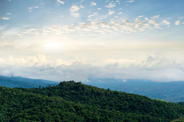 view morning mountain sky and fog phu tubberk thailand