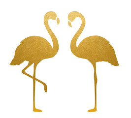 Golden Flamingo. Isolated. Vector.