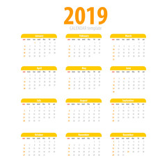 Printable calendar 2019 simple template