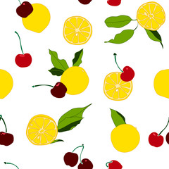 Cute cherry and lime seamless pattern.