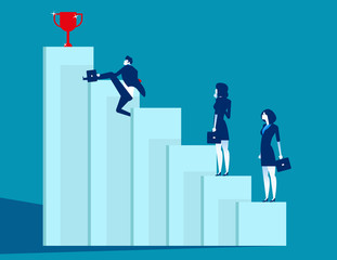 Fototapeta premium Business team overcome obstacles and achieve success. Concept business vector illustration, Strategy, Flat business cartoon, Management.