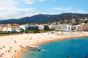 Tossa De Mar, Catalonia, Spain. Mediterranean coast at the Costa Brava. Top view. Summer vacation concept.
