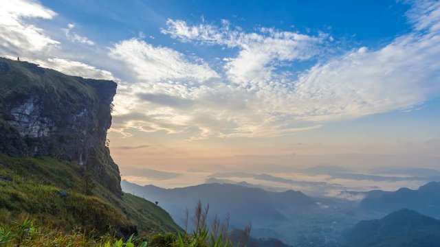Time lapse of Phu chi fa mountains in Chiangrai, Thailand