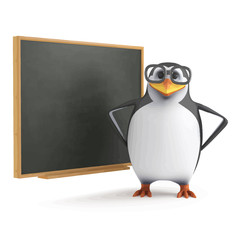 Vector 3d Academic penguin at the blackboard