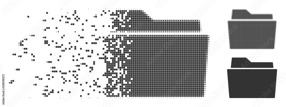 Fototapete grey vector folder icon in dissolved, pixelated halftone and undamaged whole variants. disintegratio