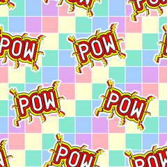 Fototapeta premium Seamless pattern with patches, stickers, badges, pins with words 