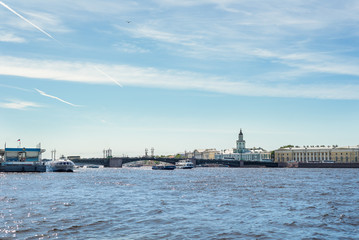 Fototapeta na wymiar Embankment of Neva River in Saint Petersburg, Russia