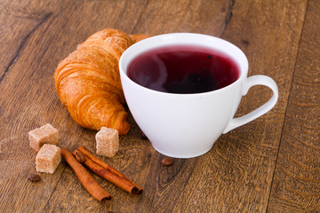 Tea with croissant