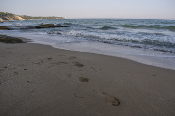 Beautiful view and waves on the beach in Varna, the sea capital of Bulgaria. What's better than sunny weather, sea and sight, waves and a nice company.