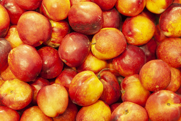 Ripe peach, Peach background in shop window
