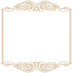 Golden vintage border frame engraving with retro ornament pattern in antique baroque style decorative design. Vector