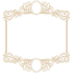 Golden vintage border frame engraving with retro ornament pattern in antique baroque style decorative design. Vector