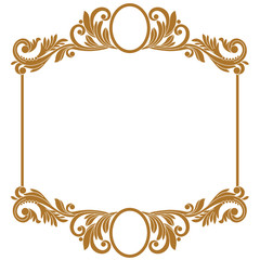 Golden vintage border frame engraving with retro ornament pattern in antique baroque style decorative design. Vector