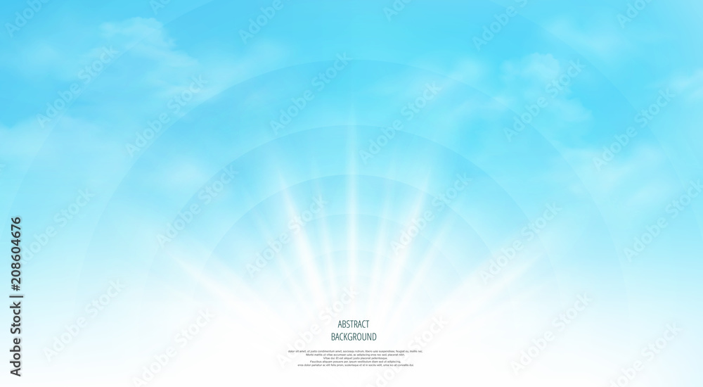Poster abstract of realistic sunshine on the sky background. each layer has separated, you can use and adju