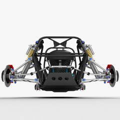 The frame frame of the sports car is a buggy with the basic design elements of the suspension and the pilot's seat.