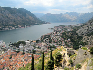 Kotor / Montenegro - July 12 2017: Bay of Kotor Montenegro. 