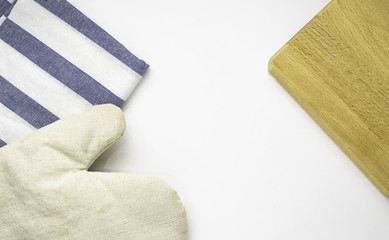 Abstract kitchenware on white background with copy space