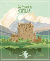 Scotland travel vector in modern style. Scottish landscapes - 208605846
