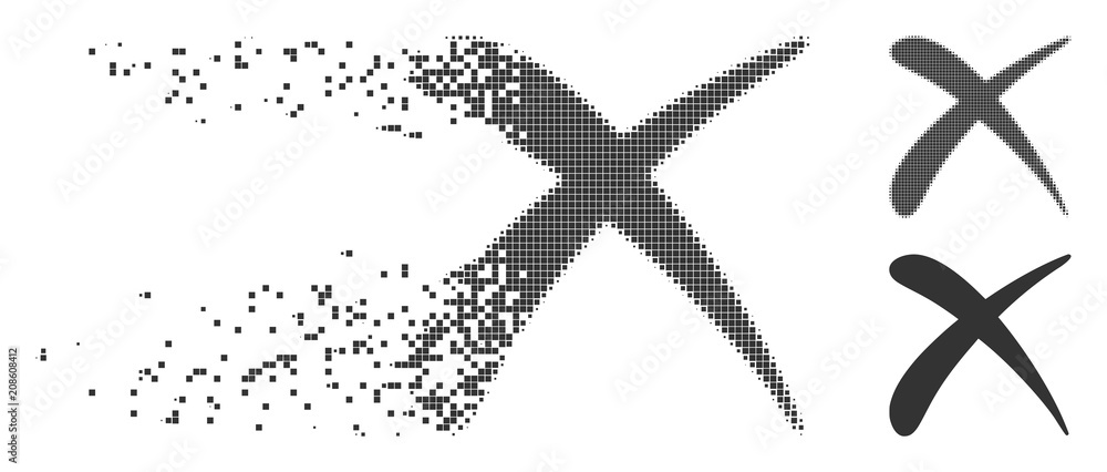 Aufkleber grey vector reject icon in dissolved, pixelated halftone and undamaged entire variants. disappearing